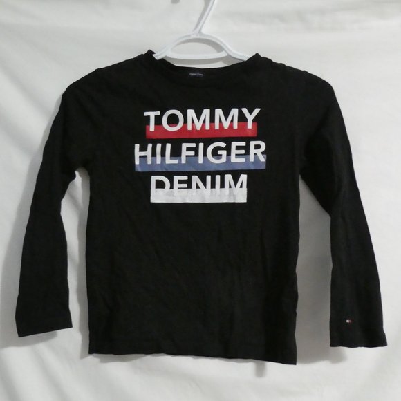 TOMMY HILFIGER, size 10 youth, black long sleeve graphic tee, GUC - Picture 1 of 15
